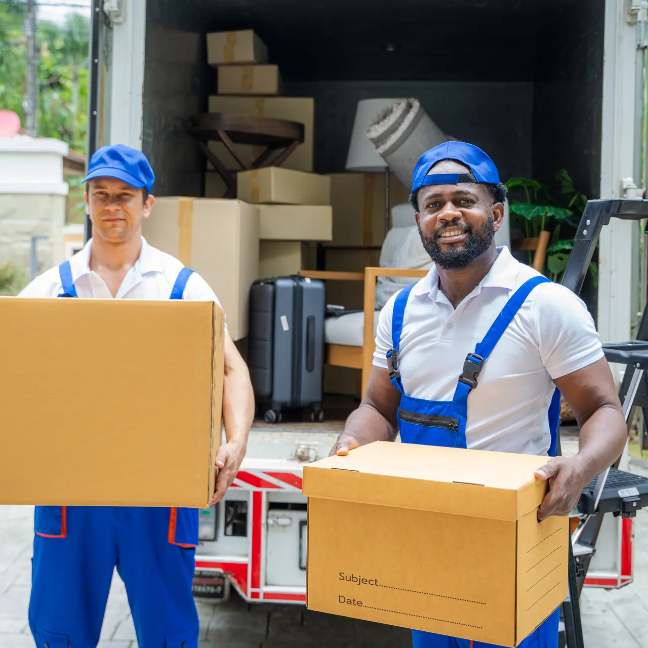 Umzugsteam beim Entladen des LKW
